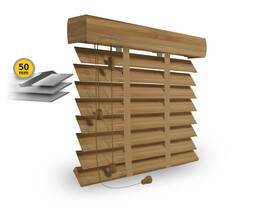 Żaluzja wewnętrzna drewniana ECO 50mm, drabinka taśmowa