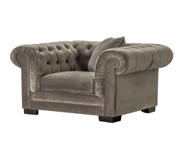 Fotel Chesterfield Classic Velvet Grey 118x96x77cm