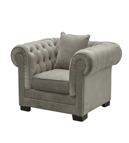 Fotel Chesterfield Classic Velvet Light Grey 118x96x77cm