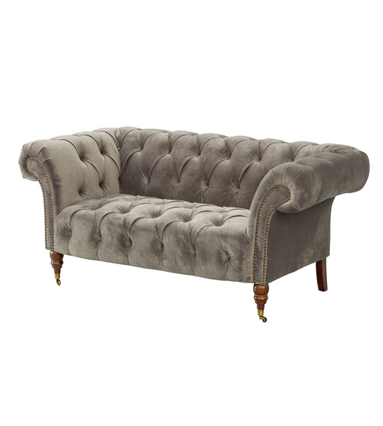 Sofa Chesterfield Glamour Velvet Grey 2-os.